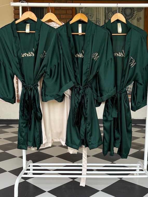 Emerald silk robe, Sage green robe, Be my bridesmaid, Satin Robes, Personalized Robes, Bridal Party Robes, Bridesmaid Robes, Bride Robe