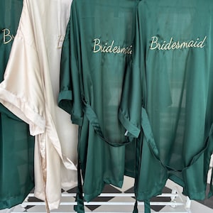 Personalisierte Smaragd Seide immer bereit Roben für Brautparty, Champagner Seide Kimono Robe für Brautjungfer, Plus Größe Seide Braut Robe
