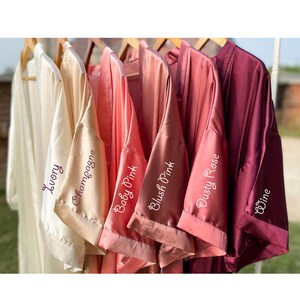 Blush Pink Bridesmaid getting ready Silk Kimono robe for Bridal party, Personalized Plus size Bride & Bridesmaid Robes for wedding day Plain/ No Embroidery