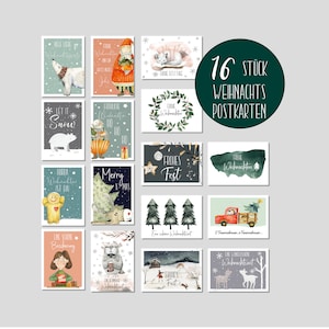 16 Weihnachtspostkarten Set 2 tolles Weihnachts-Postkarten Set Weihnachtskarten Grußkarten für Freunde und Familie zu Weihnachten Bild 1