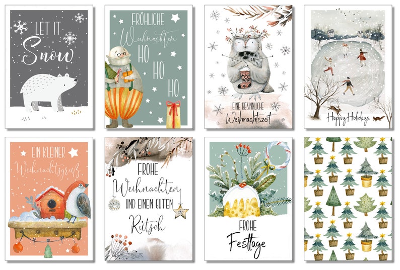 32 Weihnachtspostkarten Weihnachts-Postkarten Set Weihnachtskarten zum versenden an Weihnachten-Grußkarte-Weihnachtspostkarte Bild 4