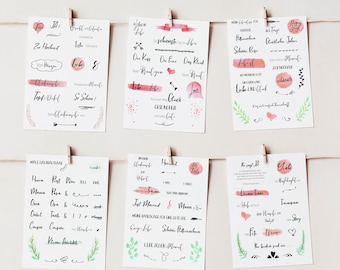 Wedding Guest Book Stickers - 133 stickers on 6 sheets DIN A5 - Beautifully and lovingly designed stickers