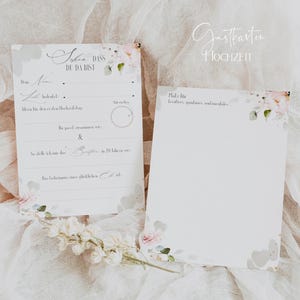 30 Karten Alternatives Gästebuch Set in Rosa Beige Blush Aquarell- Gast Karten Hochzeit-Gastkarten