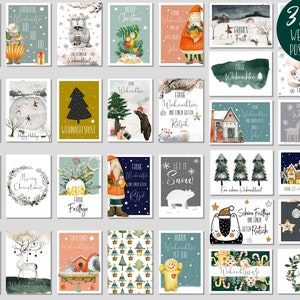 32  Weihnachtspostkarten - Weihnachts-Postkarten Set - Weihnachtskarten zum versenden an Weihnachten-Grußkarte-Weihnachtspostkarte