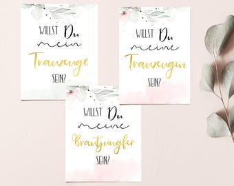 Will you be my maid of honour / best man / bridesmaid - Gold-coloured card - DIN A6 - postcard