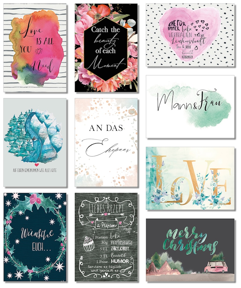 52 Postkarten jede Woche eine Karte ein Jahr lang Etsy