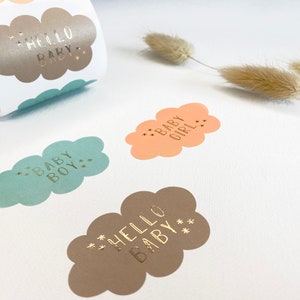 Geschenkaufkleber Aufkleber Sticker Geburt Hello Baby Boy Girl