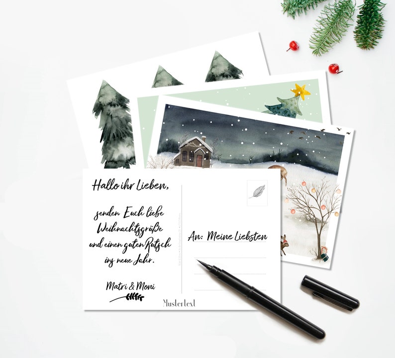 32 Weihnachtspostkarten Weihnachts-Postkarten Set Weihnachtskarten zum versenden an Weihnachten-Grußkarte-Weihnachtspostkarte Bild 7