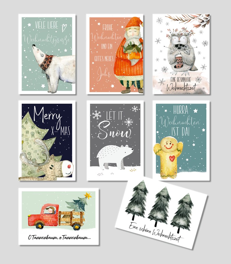 16 Weihnachtspostkarten Set 2 tolles Weihnachts-Postkarten Set Weihnachtskarten Grußkarten für Freunde und Familie zu Weihnachten Bild 4