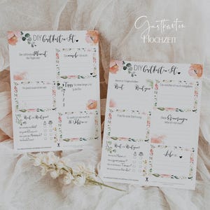 84 Gästebuch Karten (12 Verschiedene)  Gastkarten DIY Set Rosa Blüten für Hochzeit - Blush Alternatives Gästebuch- Tune Up your Gästebuch