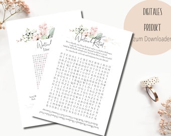 Printable Hochzeitspiel - Wortsuchspiel zum Downloaden