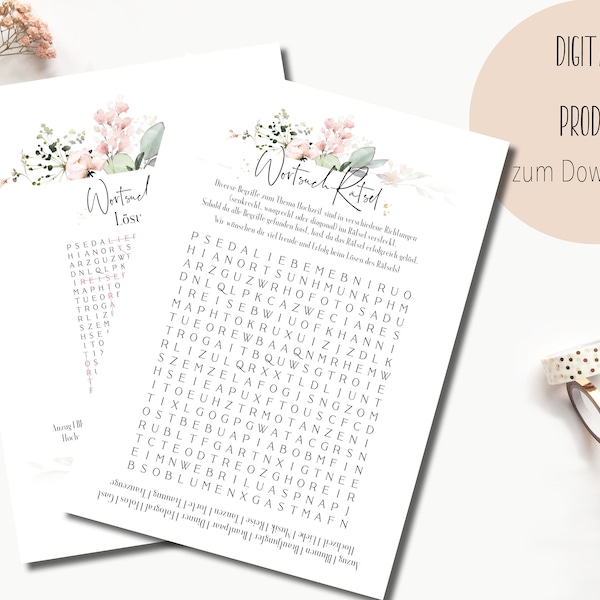 Printable Wedding Game - Word search game to download
