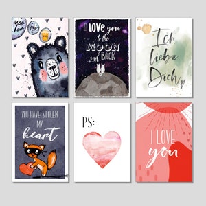 6 Valentinstag Postkarten Liebespostkarten Liebe Valentin Karten Valentinstag Karte Liebeserklärung-Set-Verliebte-Geschenk Sie Ihn Love