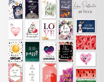 20 Valentine's Day Postcards Set -Love Postcards Love Valentine Cards Valentine's Day Card Declaration of Love Set-Lovers Gift Her Him