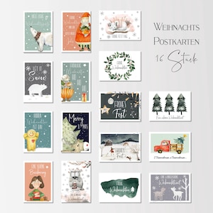 16 Weihnachtspostkarten -Set 2- tolles Weihnachts-Postkarten Set - Weihnachtskarten -Grußkarten für  Freunde und Familie zu Weihnachten