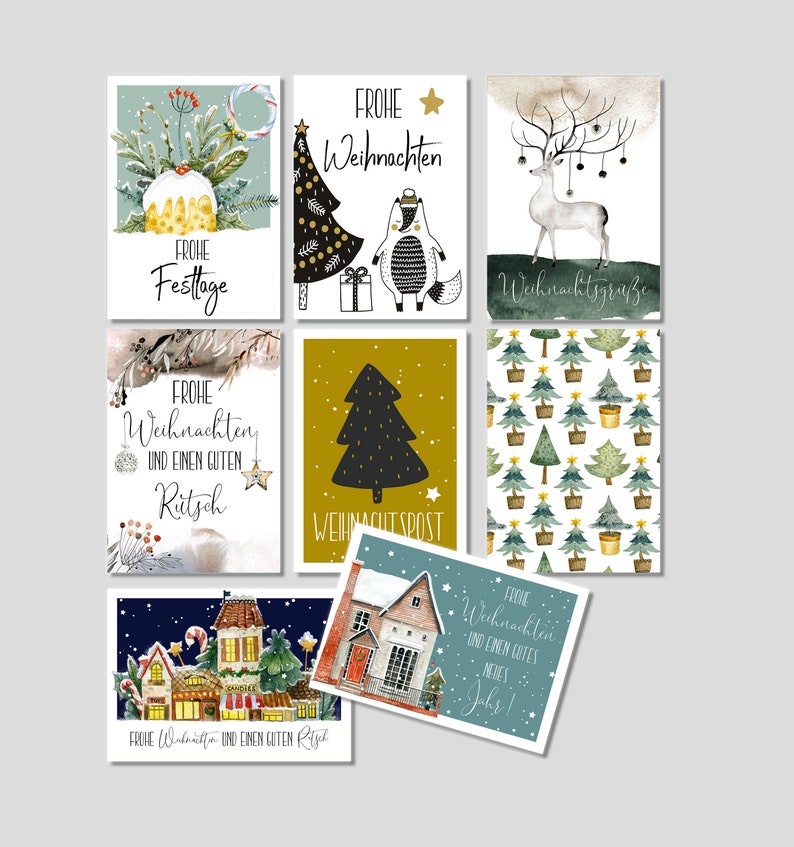 16 Christmas postcards SET 1 great Christmas postcards Christmas cards greeting cards for friends and family at Christmas image 3