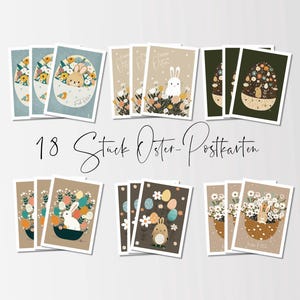 18 Osterpostkarten - Oster Postkarten Hase Grußkarten