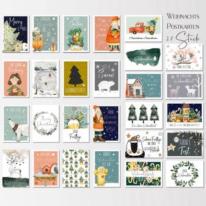 27 Weihnachtspostkarten - Weihnachts-Postkarten Set - Weihnachtskarten zum versenden an Weihnachten-Grußkarte-Weihnachtspostkarte