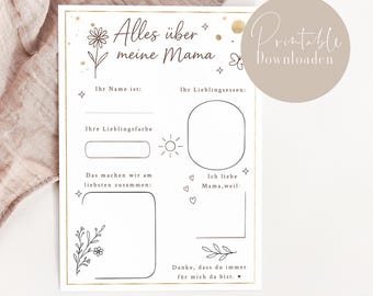 Mother's Day All About My Mom – Fillable Children's Gift Download
