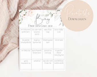 Printable- Bingo Hochzeitsspiel- Download - Caitlin