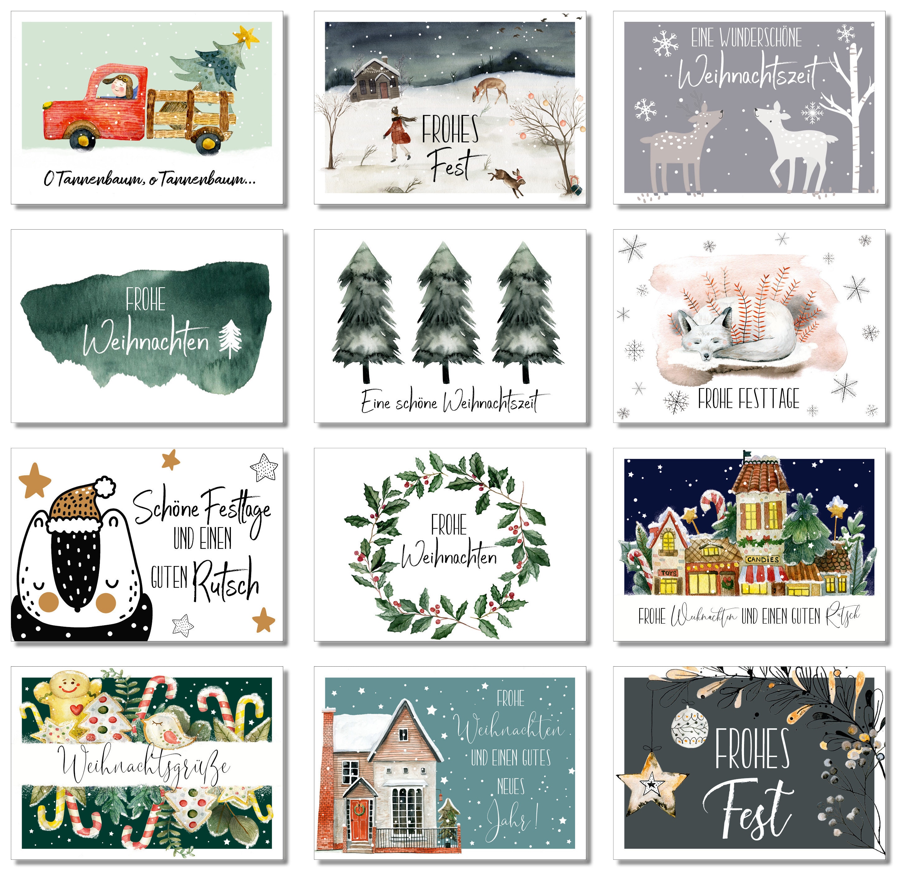 32 Weihnachtspostkarten WeihnachtsPostkarten Set Etsy.de