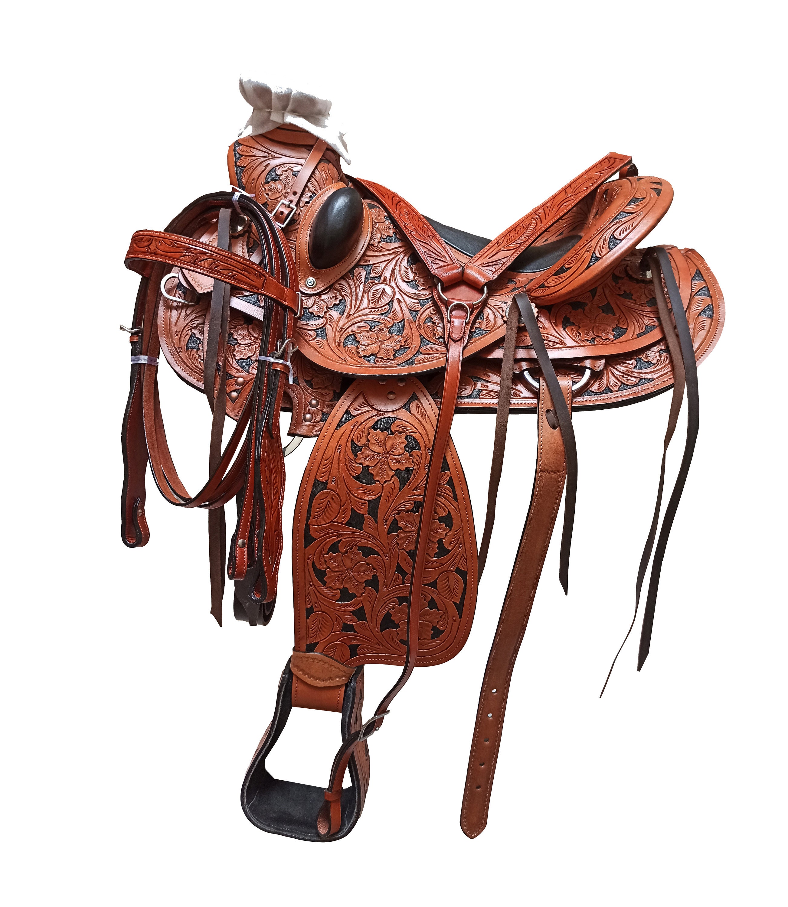 Western saddle with matching Headstall & Breastplate Tan Etsy