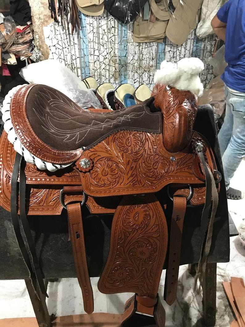 Premium Leather Western Racing Horse Saddle Gaited Bars Padded Etsy