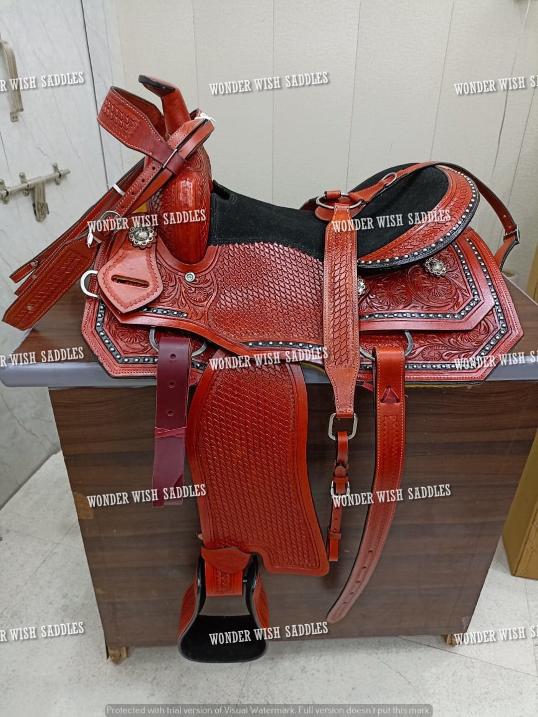 Western Racing Horse Saddle Gaited Bars Padded Seat Pleasure Set