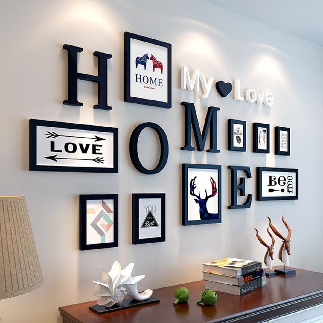 9 Pieces Home Design Wedding and Love Photo Frame and Wall 