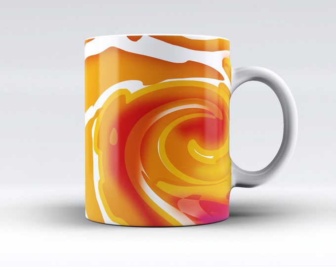 Abstract paint swirl cup- Beutiful design in sunset colour.