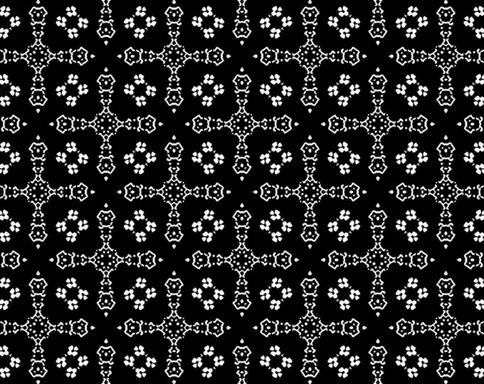 Designer printed fabric . British designer hooman khaknegar moghaddam, classic black and white apttern in stylish motif.