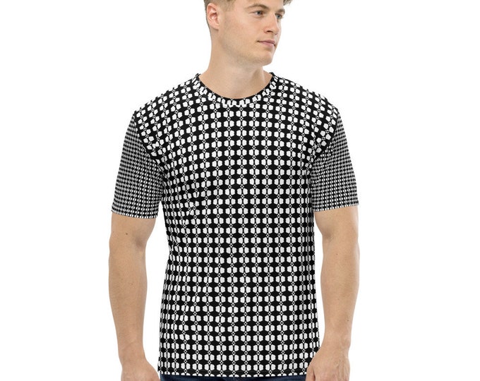 Men's T-shirt , grey check pattern, designer style tee shirt