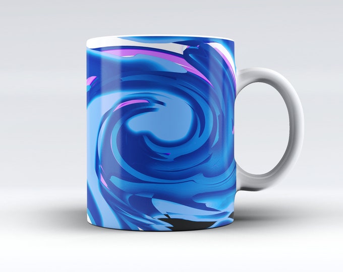 Oceanic blue wave abstract design mug. Beautiful gift to decor the home.