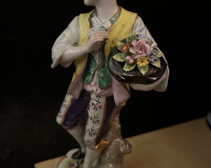 Art collectables young boy with flowers, figurine. Capodimonte.