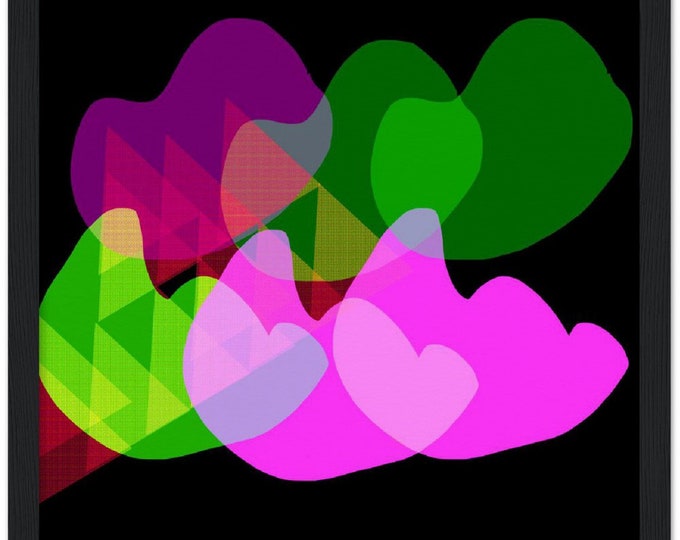 Archival Matte Paper Wooden Framed Poster Hearts and triangles