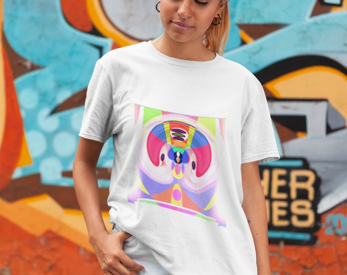 superb modern Arty birdie abstract tee -shirt colourful and bright