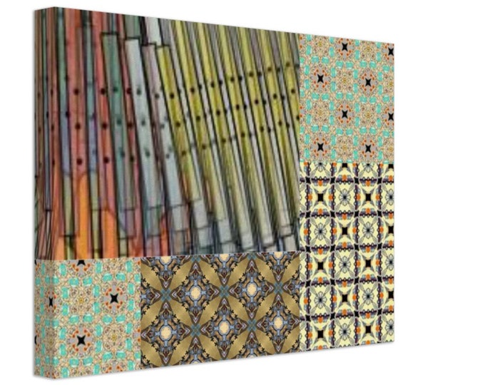 Geometric Pattern, copper, biege, orange canvas