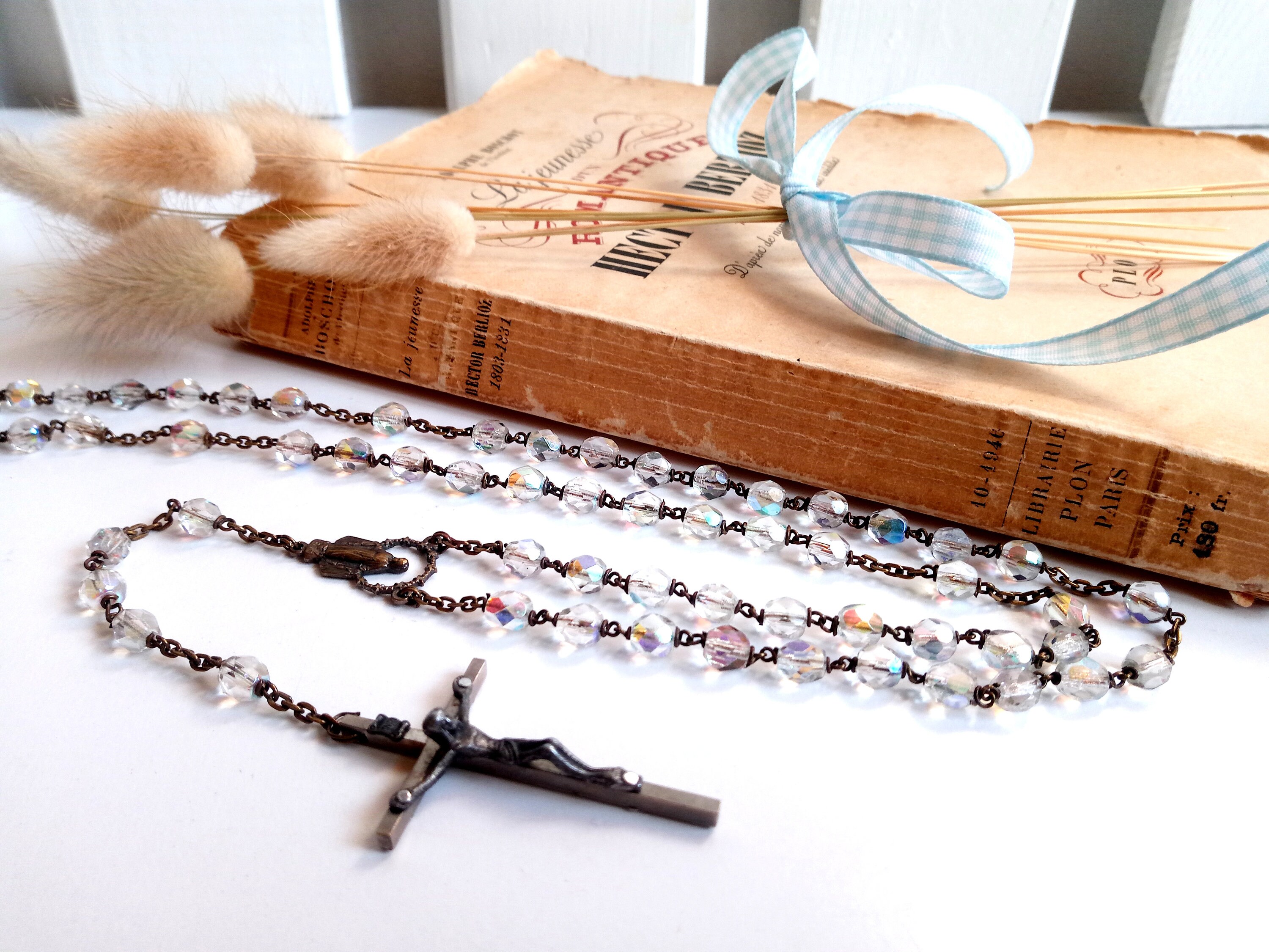 Antique Chapelet , Antique Rosary , Old , Religion & Spirituality, Silver Metal , 1900S , Religious