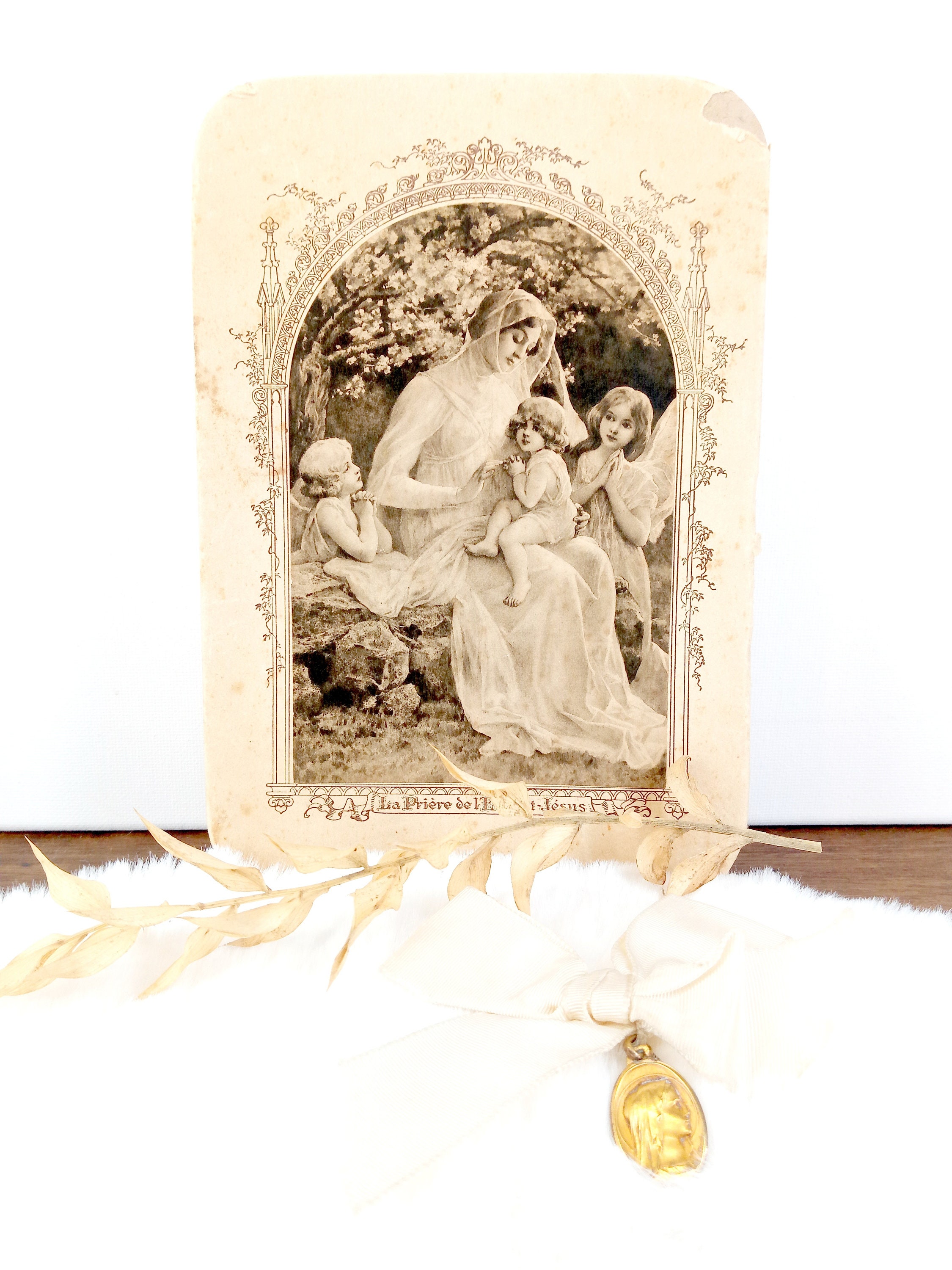 Antique Francais Box, French Baptism Vintage , Cardboard Sweet Boxes , 1900's Collection Ornaments, 