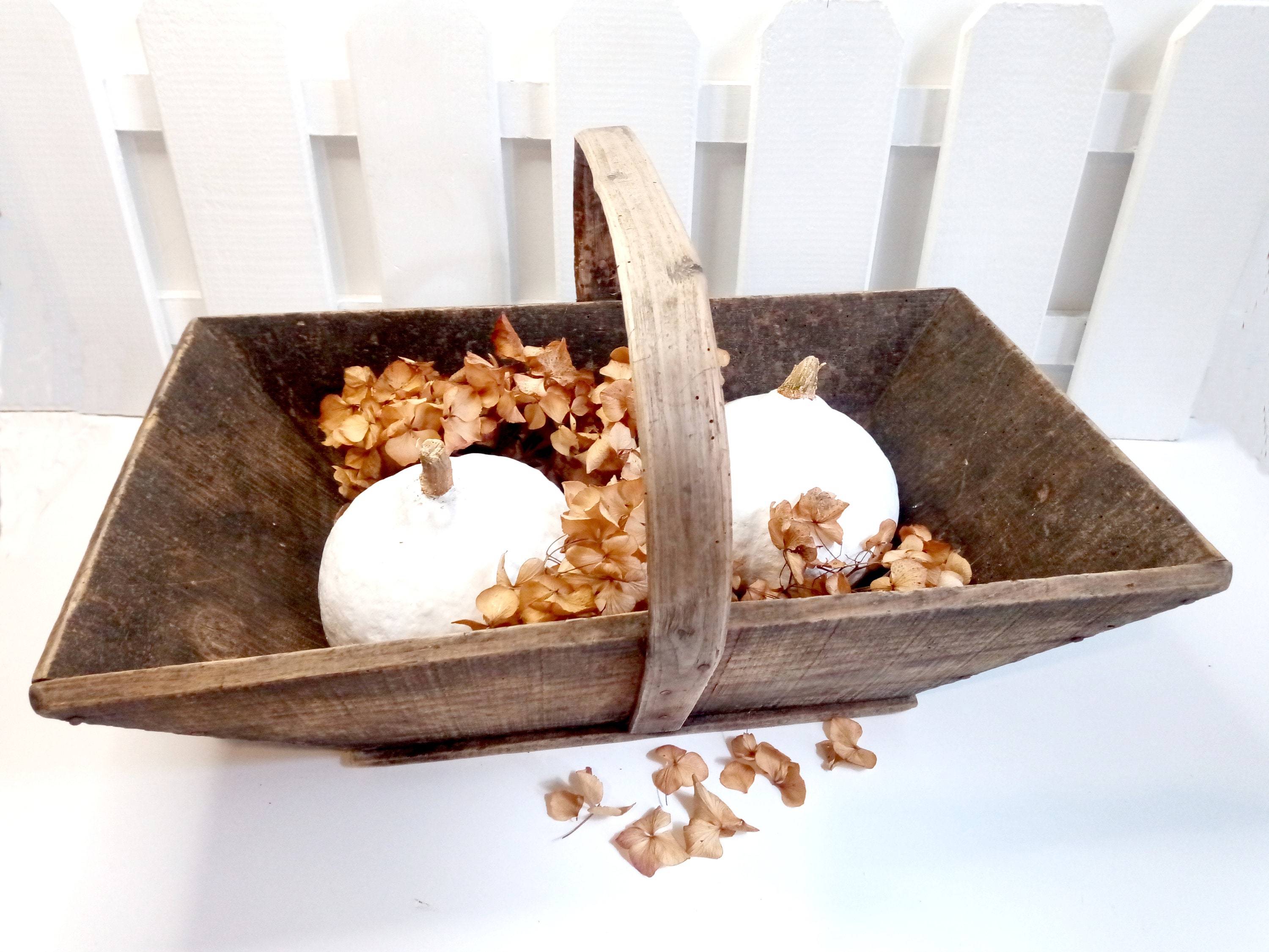 Antique Français Basket Vintage French Handmade Medoc To Harvest Grapes Wooden Basket Panier Vendang