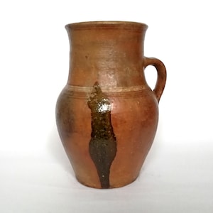Very old terracotta pot. Vintage country clay pot. Wabi sabi pottery vase.