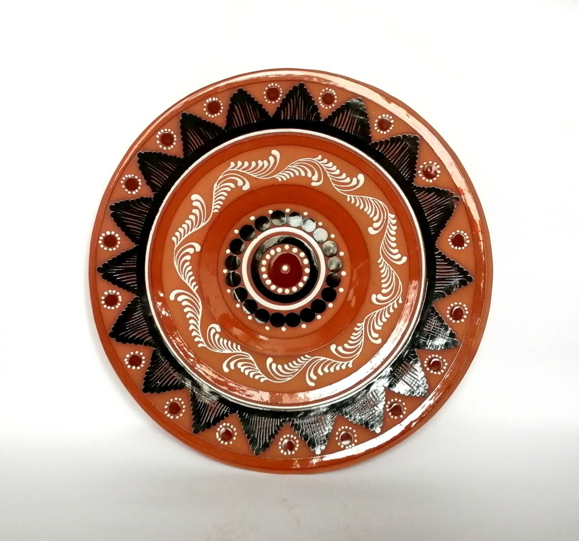 Very large decorative plate wall hanger. Terracotta pottery Etsy
