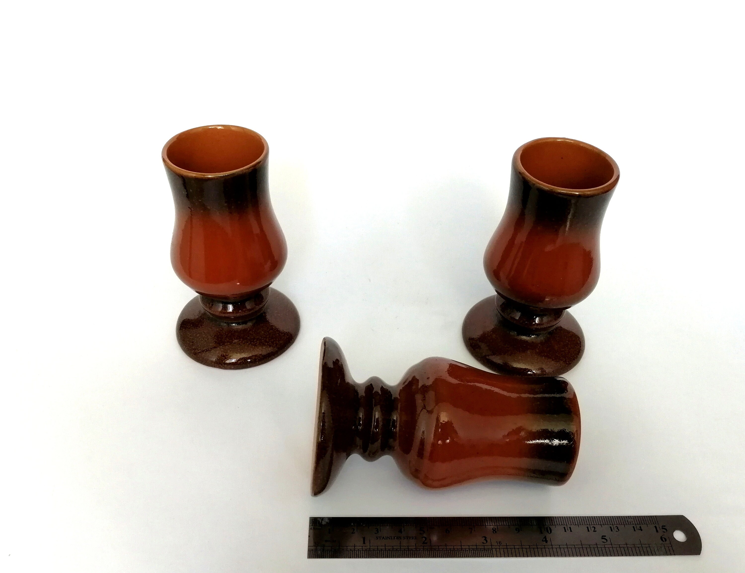 Vintage ceramic shot glasses. Brown pottery goblet. Terracotta Etsy