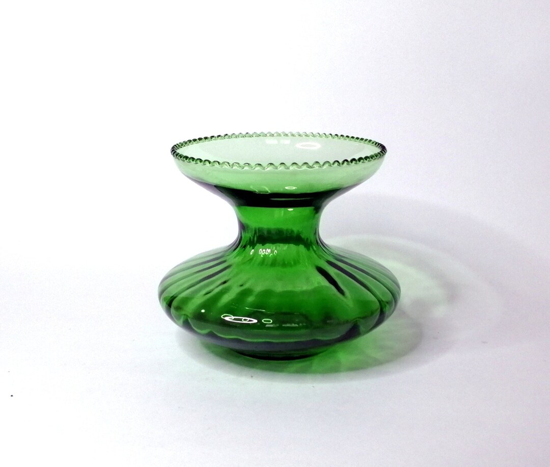 Vintage Emerald Green Vase. Hand Blown Glass Vase. Midcentury Etsy
