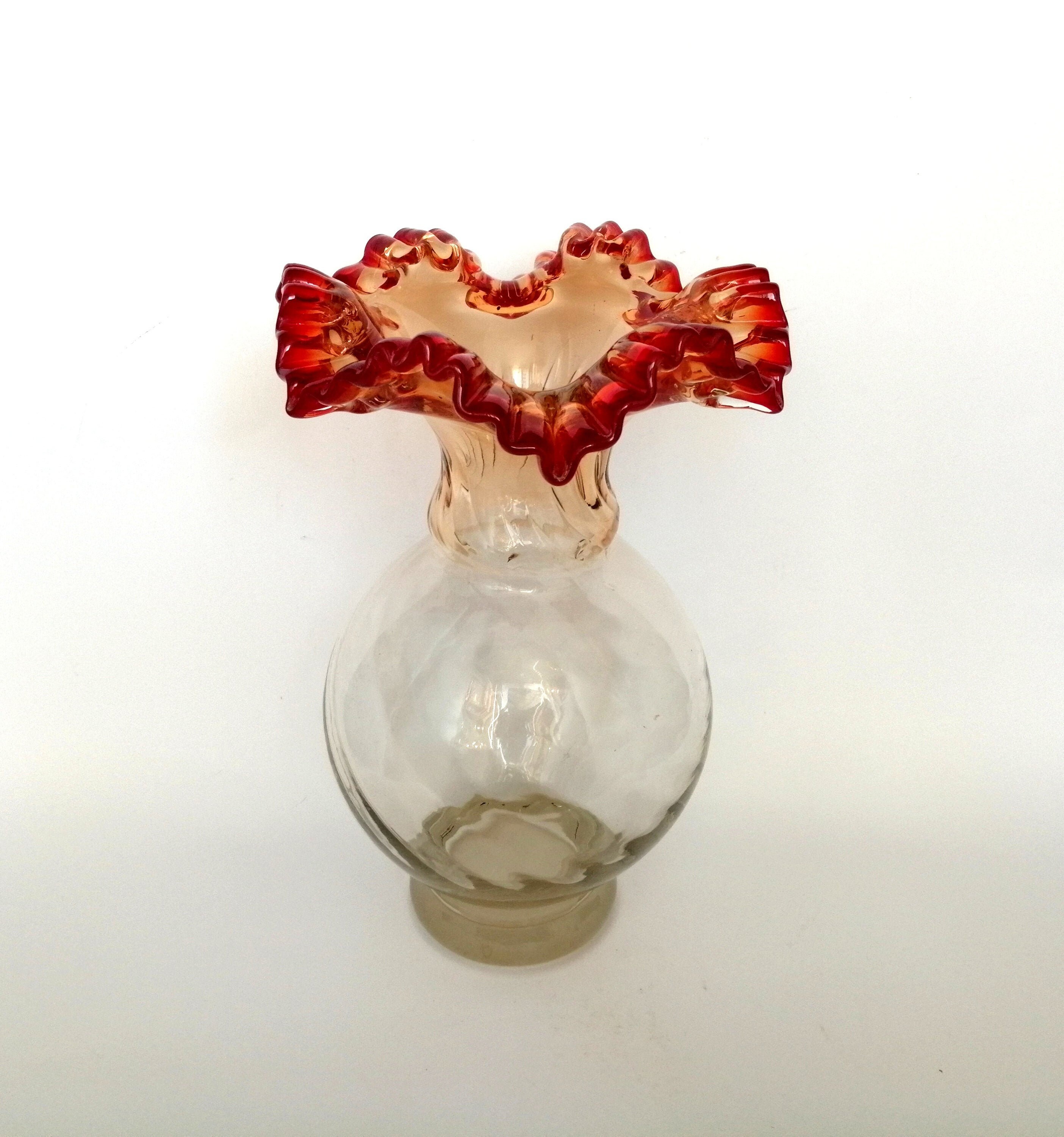 small red glass vase with white overlay small red glass vase with white overlay