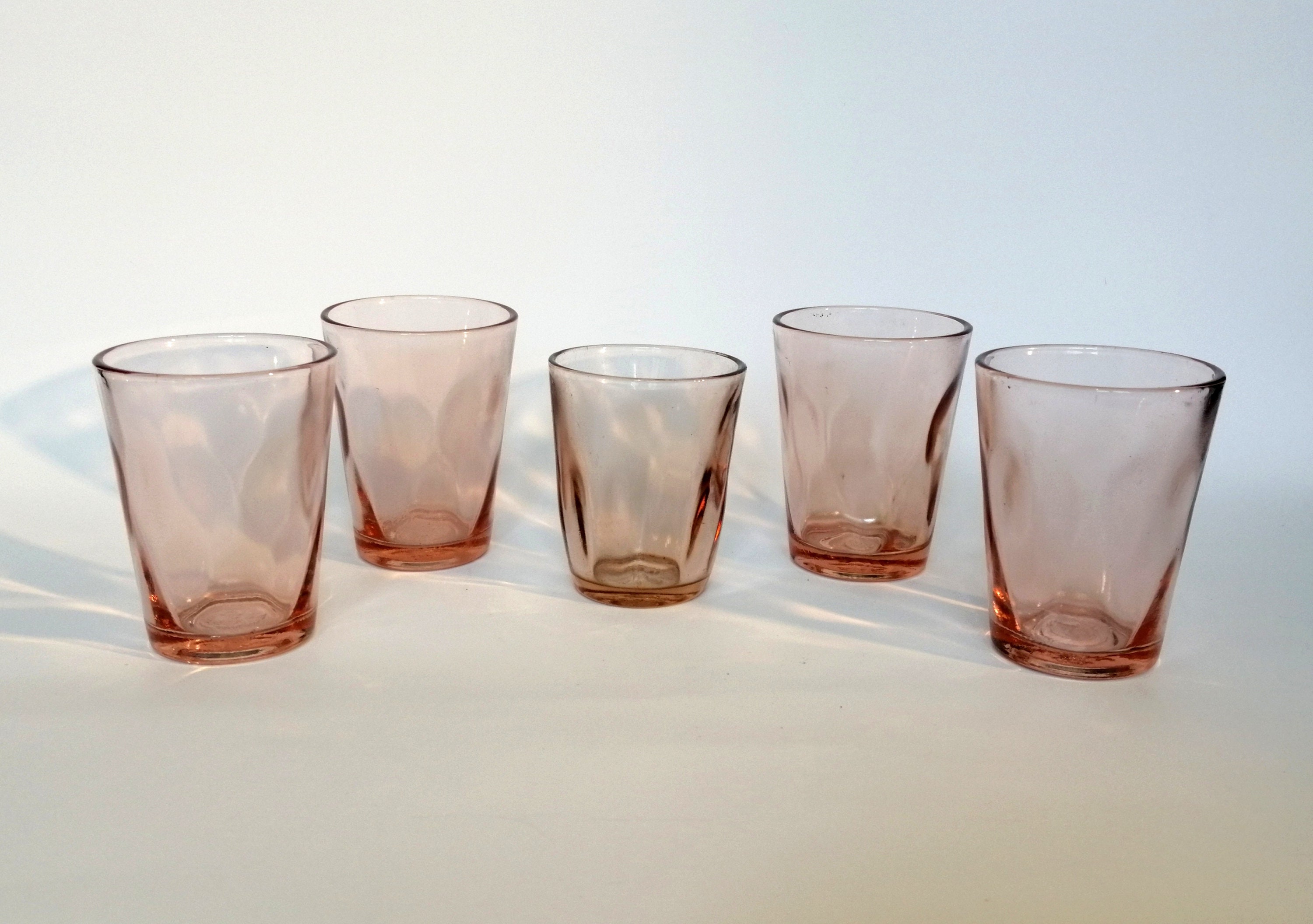 Mid century shot glass set. Small pink drinking glasses. Etsy