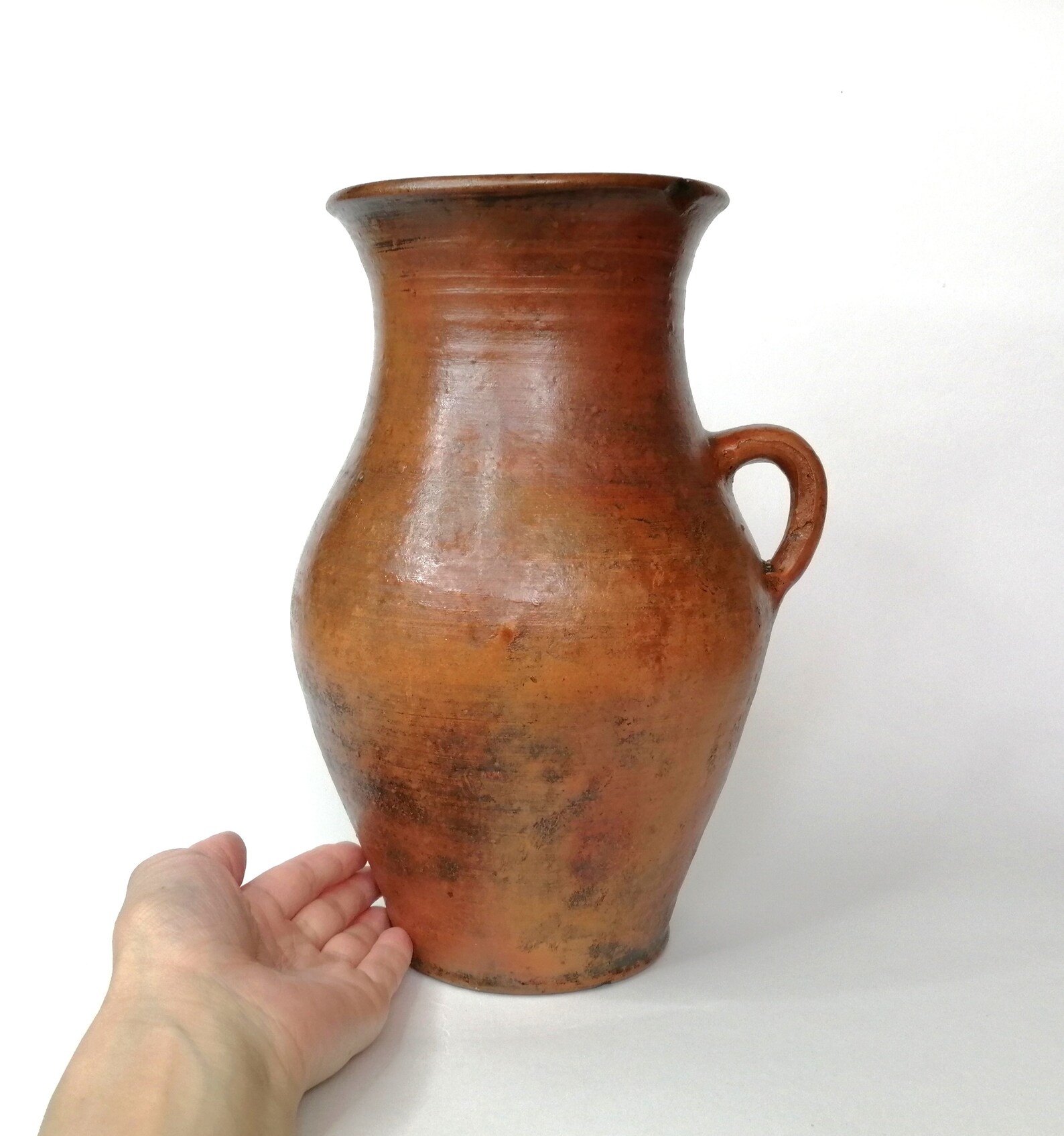 Large terracotta vase. Rustic terracotta tall clay pot. Wabi Etsy