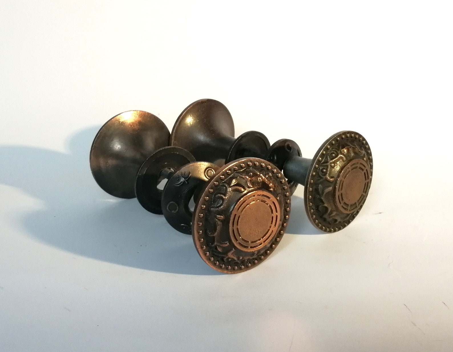 Old farmhouse door knobs. Antique door handle set. Vintage Etsy