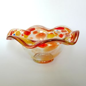 Vintage Multicolor Glass Bowl Mid-Century Collectible Centerpiece Decor