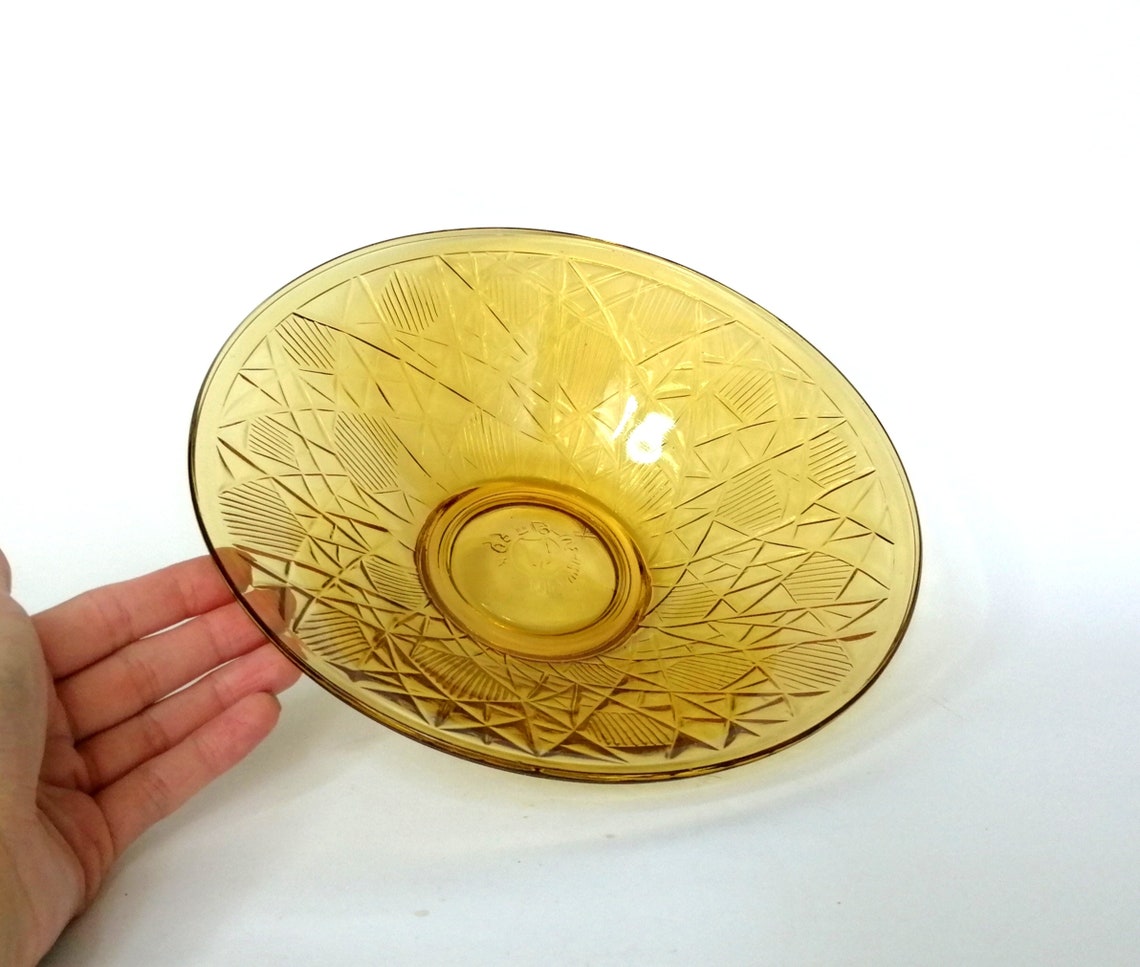 Yellow glassware. Vintage yellow glass serving plate. Etsy